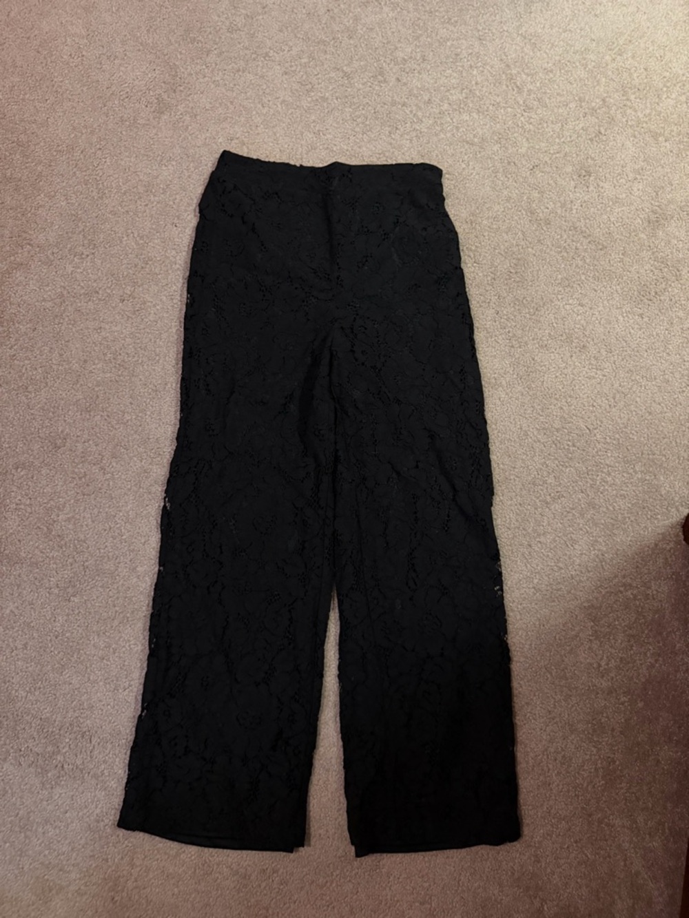 Francesca's Collections Black Lace Wide-Leg Pants